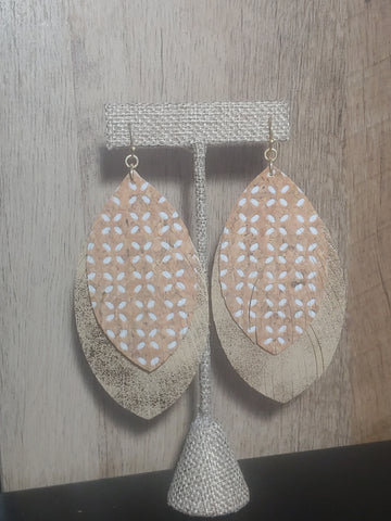 Faux Leather/Cork Earring - Gold