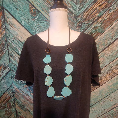 Blue Turquoise Slab Necklace