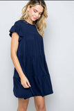 Solid Tiered Dress - Navy